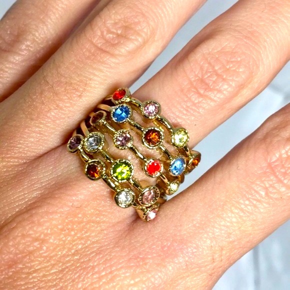 Stunning Multicolor Gemstone Ring size 8 - Picture 3 of 7